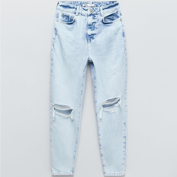Zara Ripped Mom Fit Jeans - Picture 4 of 9
